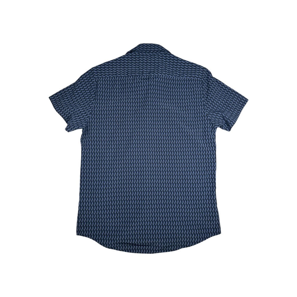 Cactus Man Ricky Singh Mens Blue Geometric 4-Way Stretch Short Sleeve Shirt M - Picture 4 of 4